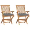 Image de vidaXL Chaises de jardin avec coussins gris lot de 2 Bois teck massif