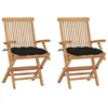 Image de vidaXL Chaises pliantes avec coussins noirs, 2 pièces, en teck massif