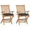 Image de vidaXL Chaises de jardin avec coussins taupe lot de 2 Bois teck massif