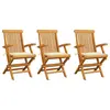 Image de vidaXL Chaises de jardin avec coussins crème lot de 3 Bois teck massif