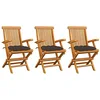 Image de vidaXL Chaises pliantes avec coussins taupe, 3 pièces,