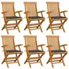 Image de vidaXL Chaises pliantes avec coussins anthracite, 6 pièces, en teck massif