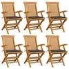 Image de vidaXL Chaises de jardin avec coussins anthracite lot de 6 Bois teck