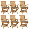 Image de vidaXL Chaises pliantes avec coussins gris, 6 pièces, en teck massif