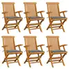 Image de vidaXL Chaises de jardin avec coussins gris lot de 6 Bois teck massif
