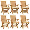 Image de vidaXL Chaises de jardin avec coussins crème lot de 6 Bois teck massif