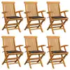 Image de vidaXL Chaises de jardin avec coussins taupe lot de 6 Bois teck massif