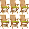 Image de vidaXL Chaises de jardin avec coussins vert vif lot de 6 Bois teck