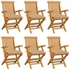 Image de vidaXL Chaises de jardin avec coussins beige lot de 6 Bois teck massif