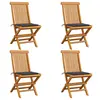 Image de vidaXL Chaises de jardin et coussins anthracite lot de 4 Bois de teck