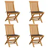 Image de vidaXL Chaises de jardin et coussins taupe lot de 4 Bois teck massif