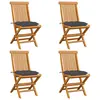 Image de vidaXL Chaises de jardin et coussins anthracite lot de 4 Bois de teck
