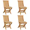 Image de vidaXL Chaises de jardin et coussins beige lot de 4 Bois teck massif