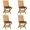 Image de vidaXL Chaises de jardin et coussins taupe lot de 4 Bois teck massif