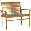 Image de vidaXL Banc de Jardin avec Coussin Meuble d'Extérieur Banc de Patio Meuble de Jardin Banc de Terrasse Gris 112 cm Bois de Teck Massif