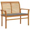 Image de vidaXL Banc de jardin avec coussin gris 112 cm Bois de teck massif