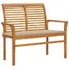 Image de vidaXL Banc de jardin avec coussin beige 112 cm Bois de teck massif