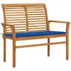 Image de vidaXL Banc de jardin et coussin bleu royal 112 cm Bois de teck massif