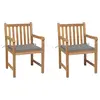 Image de vidaXL Chaises de jardin lot de 2 et coussins gris Bois de teck massif