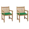 Image de vidaXL Chaises de jardin lot de 2 et coussins vert Bois de teck massif
