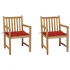 Image de vidaXL Chaises de jardin lot de 2 et coussins rouge Bois teck massif