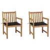 Image de vidaXL Chaises de jardin lot de 2 et coussins noir Bois de teck massif