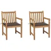 Image de vidaXL Chaises de jardin lot de 2 et coussins taupe Bois teck massif