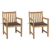 Image de vidaXL Chaises de jardin lot de 2 et coussins taupe Bois teck massif