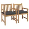 Image de vidaXL Chaises de jardin lot de 2 et coussins anthracite Bois de teck