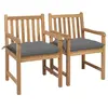 Image de vidaXL Chaises de jardin lot de 2 et coussins gris Bois de teck massif