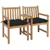 Image de vidaXL Chaises de jardin lot de 2 et coussins noir Bois de teck massif