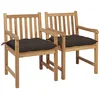 Image de vidaXL Chaises de jardin lot de 2 et coussins taupe Bois teck massif