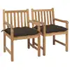 Image de vidaXL Chaises de jardin lot de 2 et coussins taupe Bois teck massif