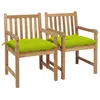Image de vidaXL Chaises de jardin lot de 2 avec coussins vert vif Teck massif