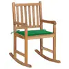 Image de vidaXL Chaise à bascule avec coussin vert Bois de teck solide