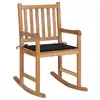 Image de vidaXL Chaise à bascule avec coussin noir Bois de teck solide
