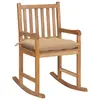 Image de vidaXL Chaise à bascule avec coussin beige Bois de teck solide