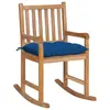Image de vidaXL Chaise à bascule avec coussin bleu Bois de teck solide