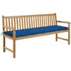 Image de vidaXL Banc de jardin avec coussin bleu 175 cm Bois de teck massif