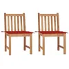 Image de vidaXL Chaises de jardin lot de 2 avec coussins Bois de teck massif