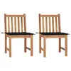 Image de vidaXL Chaises de jardin lot de 2 avec coussins Bois de teck massif