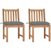 Image de vidaXL Chaises de jardin lot de 2 avec coussins Bois de teck massif