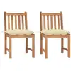 Image de vidaXL Chaises de jardin lot de 2 avec coussins Bois de teck massif