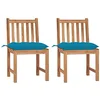Image de vidaXL Chaises de jardin lot de 2 avec coussins Bois de teck massif