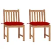 Image de vidaXL Chaises de jardin lot de 2 avec coussins Bois de teck massif