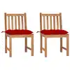 Image de vidaXL Chaises de jardin lot de 2 avec coussins Bois de teck massif