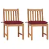 Image de vidaXL Chaises de jardin lot de 2 avec coussins Bois de teck massif