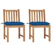 Image de vidaXL Chaises de jardin lot de 2 avec coussins Bois de teck massif