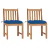 Image de vidaXL Chaises de jardin lot de 2 avec coussins Bois de teck massif