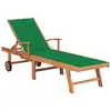 Image de vidaXL Chaise longue avec coussin vert Bois de teck solide